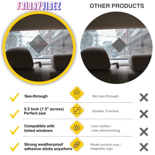 Image of Baby On Board Sticker Sign - Essential for Cars - 2 Pack, 5.5 inch by 5.5 inch - Bright Yellow and See-Through On Window - Best Safety Signs - No Need for Suction Cup or Magnet - Durable and Strong Adhesive