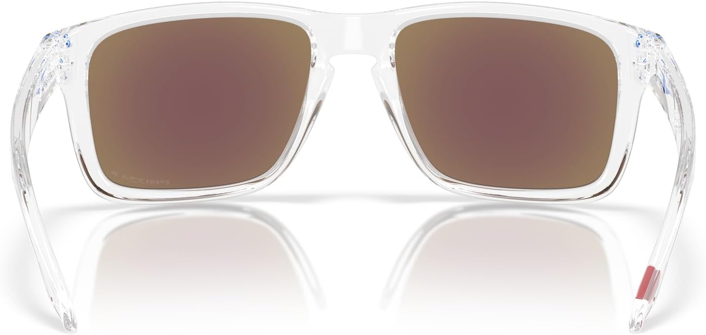 Oakley OO9487F Holbrook XXL Low Bridge Fit Sunglasses, Polished Clear/Prizm Sapphire Polarized, 61 mm