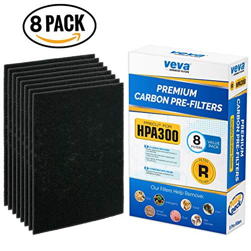 VEVA Precut for HPA300 Premium Carbon Activated Pre Filters 8 Pack Compatible with HW Air Purifier. Precision Fit for Easy Installation Advanced Filters