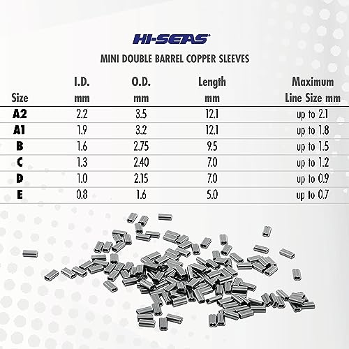 Hi-Seas Mini Double Barrel Copper Crimp Sleeves, 1.3 Millimeter Inside Diameter, 100-Pieces , Black by Hi-Seas - Used condition - Image 2
