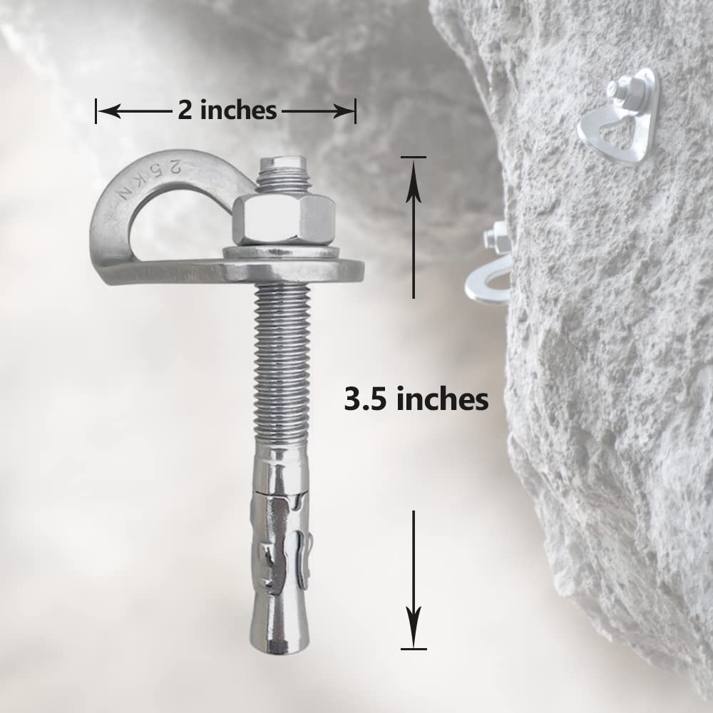 SHINETEC Climbing Anchor Bolt Hanger Set - Heavy Duty Expansion Bolt Rock Nails Hanging Fixed Point for Outdoor Descent, Rappelling, Escape
