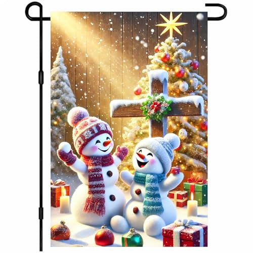 Image of BlissYard Christmas Snowman Garden Flag 12x18 Inch Polyester