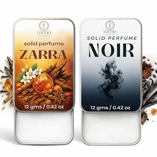 Image of Solid Perfume |zarra&Noir Alcohol Free Wax Perfume Balm, Long Lasting | Pocket Tin 12g, Pack Of 2| Non Greasy Smooth Glide, Travel Friendly Men And Women Gifts He Or Her