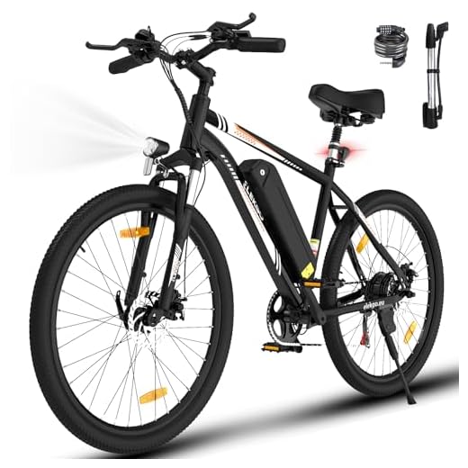 ELEKGO Bicicleta Eléctrica, 26 Pulgadas, Bicicleta De Montaña Eléctrica, Batería De Litio Extraíble 36V 12Ah, Motor 250W, Bicicleta Eléctrica De 7 Velocidades, Autonomía 35-90KM