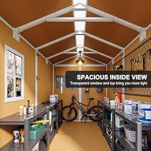 Outdoor Resin Storage Shed 8x6 FT, Plastic Sheds with Floor Window Lockable Door Included, Large Waterproof Outside Sheds Storage for Backyard Garden Patio Lawn Tools, Brown Outdoor Resin Storage Shed 8×6 FT Plastic Sheds with Floor Window Lockable Door Included Large Waterproof Outside Sheds Storage for Backyard Garden Patio Lawn Tools Brown