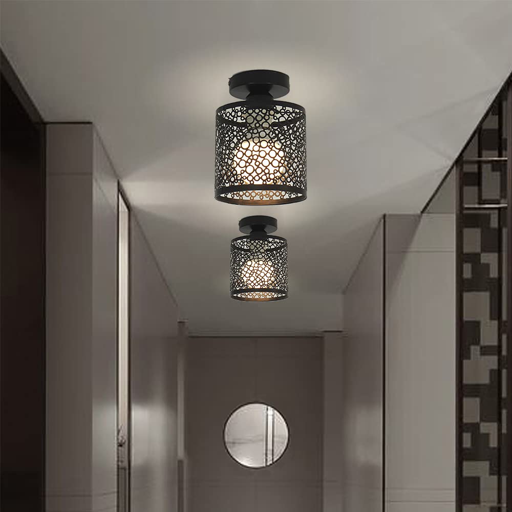 Plafoniera Vintage A Gabbia | Lampada Soffitto Industriale - Metallica, E27, Per Interni - Foto 10