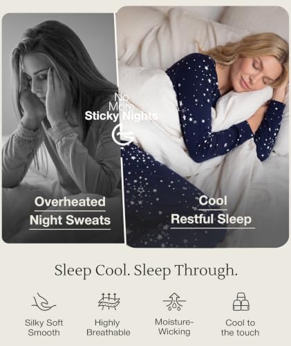 Image of GYS Bamboo Viscose Sleep Sets for Women Long Sleeve Crew Neck Pajama Sets with Pockets