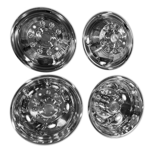 New 19.5 Inch Rim Simulators for 2015-2024 Dodge Ram 4500 5500 Dually - Set of 2 Rear & 2 Front Silver Wheel Covers