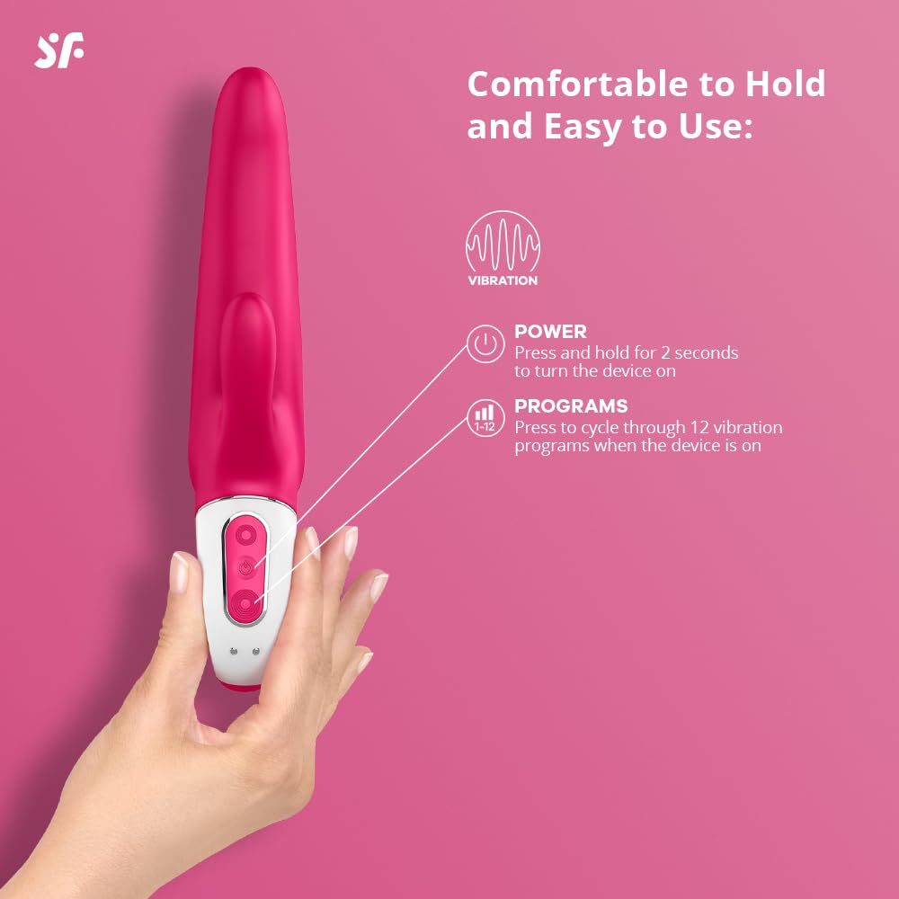 Vibrador Satisfyer Mr Rabbit | Punto G y Estimulador de Clítoris | Con 12 Modos de Vibración | Juguetes sexuales para Mujeres | Impermeable (IPX7) | Recargable Consoladores | Juguete sexual