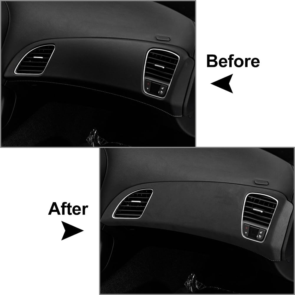 Cnamid5 Car Suede Dashboard Panel Decor Cover Trim For Chevrolet Corvette C7 2014-2019, dark grey