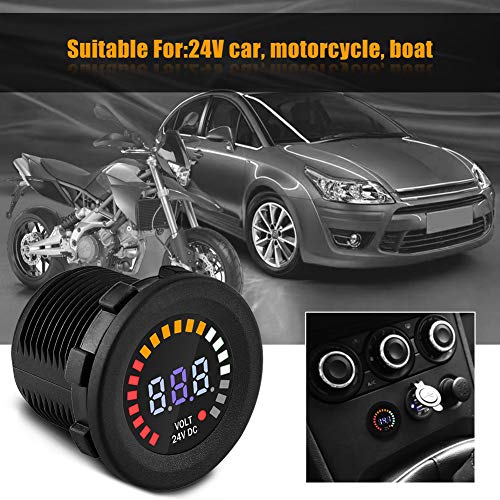 Keenso Voltmeter, Voltmeter, Universal-Tester für LED-Anzeige, Voltmeter, Panel DC 24 V, digital, für Motorrad und Auto, mit 15 cm