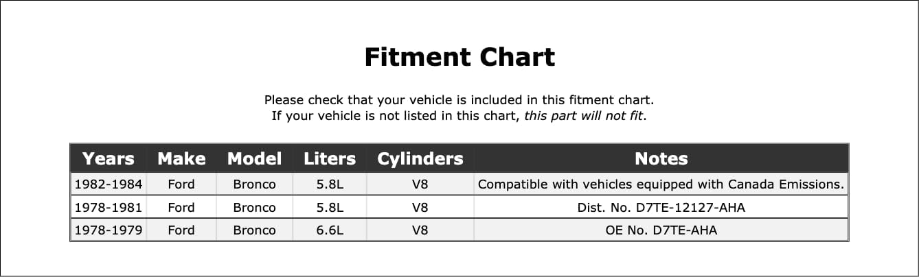 Distributor Vacuum Advance Compatible With Ford Bronco 1984 1983 1982 1981 1980 1979 1978 P-3902879