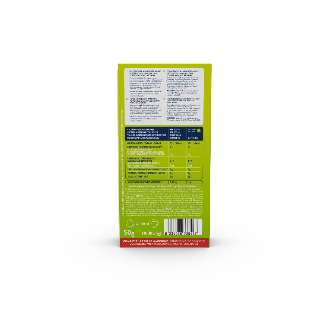 Caffè Borbone Camomilla con Melatonina Solubile - 60 capsule (6 confezioni da 10) - Compatibili con le Macchine ad uso domestico Nespresso*