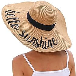 Lanzom Womens 5.5 Inches Big Bowknot Straw Hat Large Floppy
