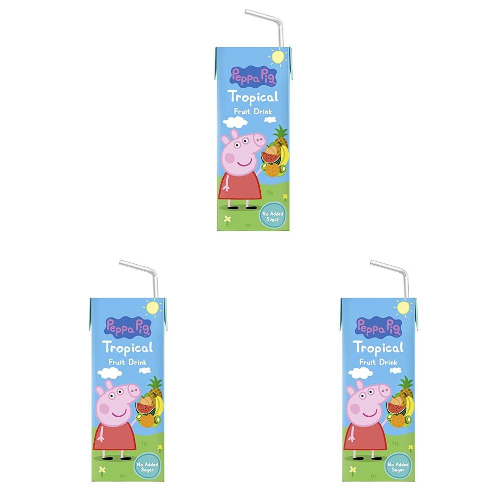 Peppa Pig Tropical Fruchtsaft, leckerer Saft für Kinder, mit Strohhalm, ohne Zuckerzusatz, Dreierpack (3x200ml) (Packung mit 3)