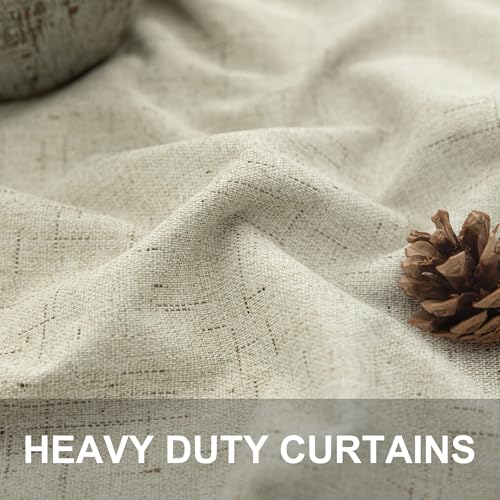 Pitalk Living Room Curtains Ideas Modern Black Out Curtains for Bedroom Windows Treatments 84 Heat & Cold Blocking Drapes for Sliding Glass Door Back Tab 2 Panels Cottage Linen Textured Cream Beige - Image 3