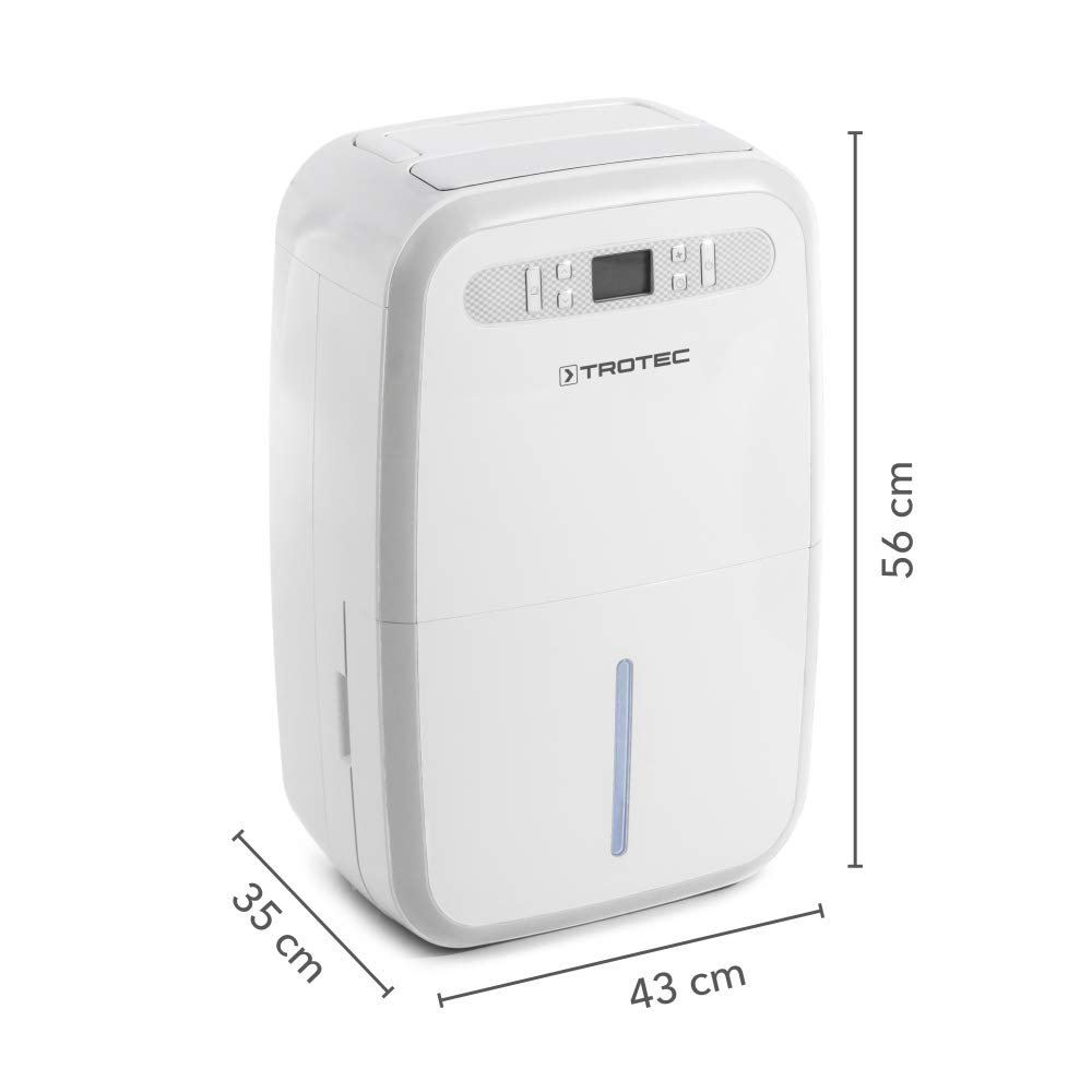 TROTEC Deumidificatore elettrico TTK 95 E, 30L/24h, serbatoio 5,3L, portatile, per stanze fino a 90 m²/230 m³, 700 W, Auto-spegnimento, Igrostato automatico ecc.