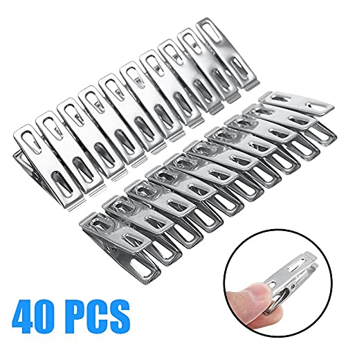 40 Mollette da Bucato con Sacchetto, Mollette in Plastica Premium Laundry Pegs, Clip per Asciugamani da Spiaggia, Mollette per Bucato Antiscivolo, Mollette Colorate per Telo da Spiaggia
