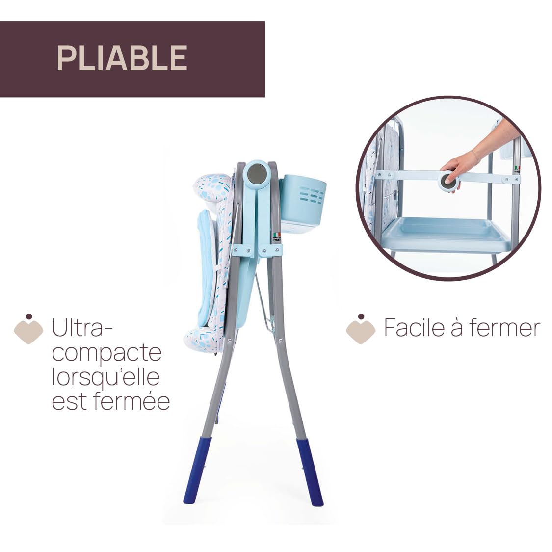 Chicco Cuddle & Bubble Bañera Bebé Ergonómica con Patas y Cambiador con Acolchado y Suave Reductor, Altura Regulable, Cierre Compacto, Organizador, Ocean Máx. 11 Kg