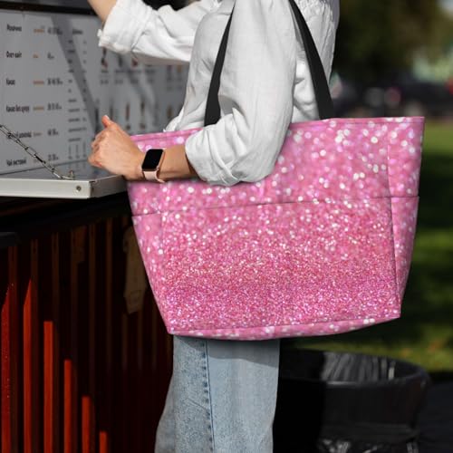 Sac de plage rose pailleté grand format pour vos sorties estivales