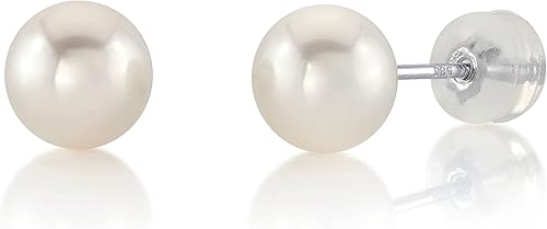 Aretes de perlas reales para mujer con perlas cultivadas auténticas de agua dulce hipoalergénicas de oro macizo de 14 quilates - The Pearl Source