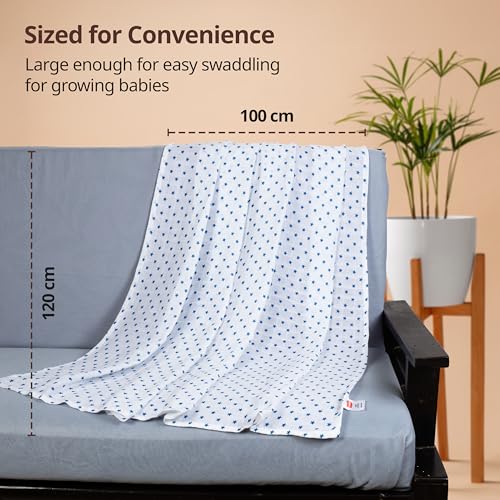 Image of LuvLap 100% Cotton Muslin Baby Swaddle Set, Baby Towel, Size-120cm x 100cm (47 inchx39 inch), Stars Printed on White, 0-18 Month+, Printed Mulmal Muslin Swaddle Wrap for New Born, Pack of 12