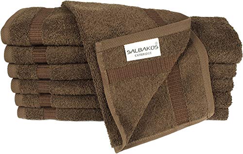 SALBAKOS 100% Turkish Cotton Washcloth Set of 12 13x13 inch | Heirloom Quality | Hotel & Spa Collection | Ultra Soft, Super Absorbent, Washcloth Towels | Made in Turkey (Chocolate, 12 Washcloths)