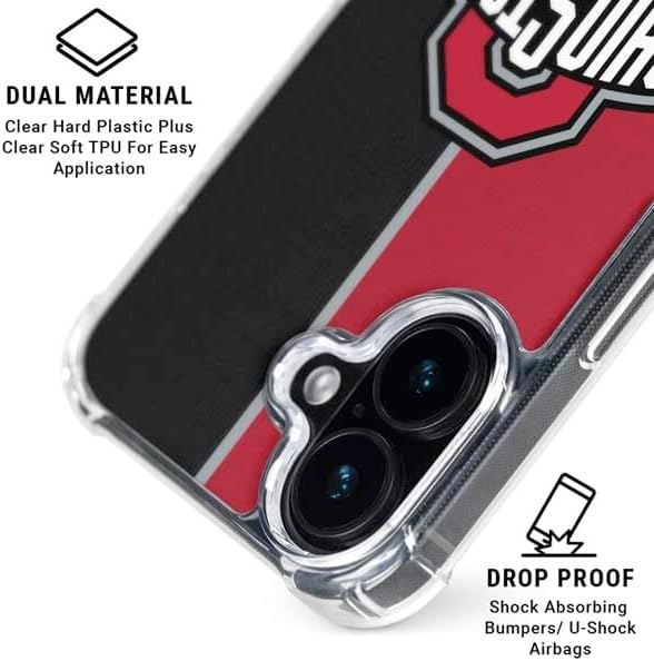 Skinit Clear Phone Case Compatible with iPhone 17 - Officially Licensed Ohio State University OSU Buckeyes Split Design