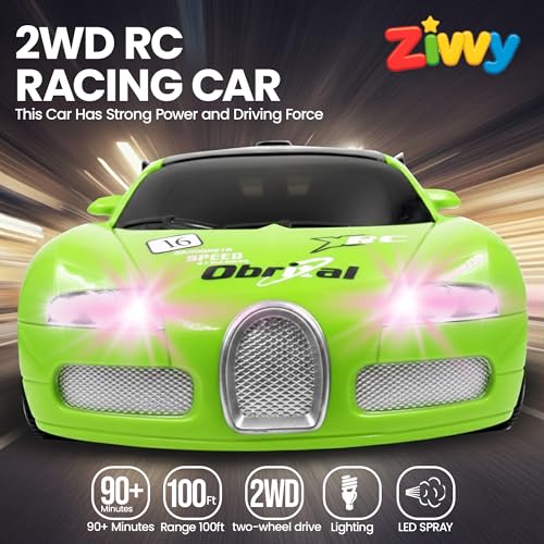 Image of Big Rechargeable Remote Control Car Toys | LED Headlights, Spray Smoke,Up to 120 min Non-Stop Play Time, 150ft Remote Range, USB Charging, Anti-Skid Tyres, BIS Certified,Birthday Gift for Kids