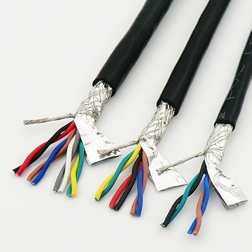 Shielded Wire Twisted Pair Cable 0.75mm² 4,6,8 Core With Pure Oxygen Free Copper Double Shield 485 Signal Control Wire 18AWG (Color : 5m, Size : 4 core 0.75mm2)