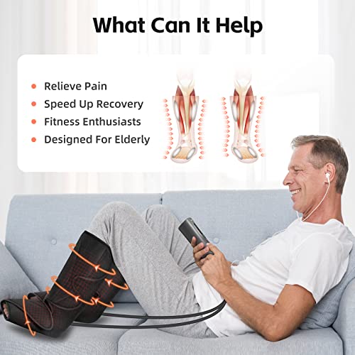 Image of SHINE WELL Leg Compression Massager, Leg Massager for Circulation and Pain Relief, Air Compression Foot and Calf Massager with Heat for Swelling, with 2 Extenders, Wellness Gift for Mom Dad Friend