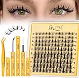 QUEWEL Manga-Lashes 120STK Cluster-Lashes Set, Mix10–18mm DIY Wimpern-Extensions Set mit Wimpernkleber und Pinzette, Lash-Extension-Set für den Alltag Partys Lash-Clusters (Manga-Fairy)