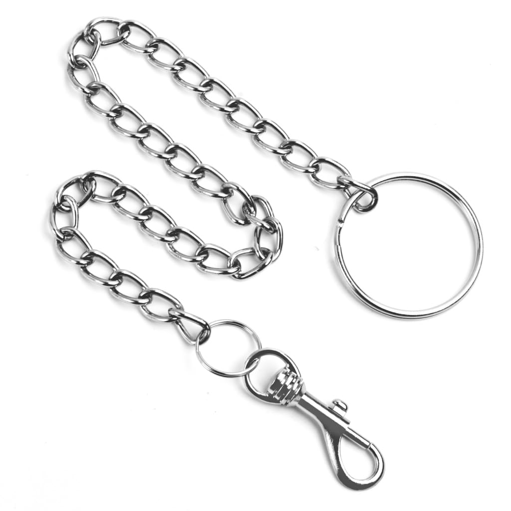 Harts Men's Silver Heavy Duty Steel Wallet Chain, 56Cm Length, Split Ring And Hipster Clasp,