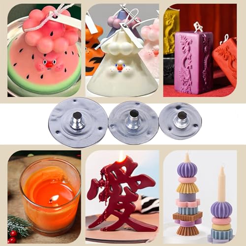 100 piezas de mechas para velas con base metálica miniatura 2