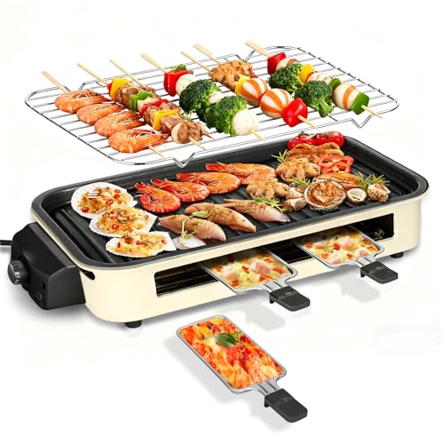 Electric Indoor Grill 1500W, YOHAWJAN 2 in 1 Smokeless Indoor Grills with Non-stick Removable Grill...
