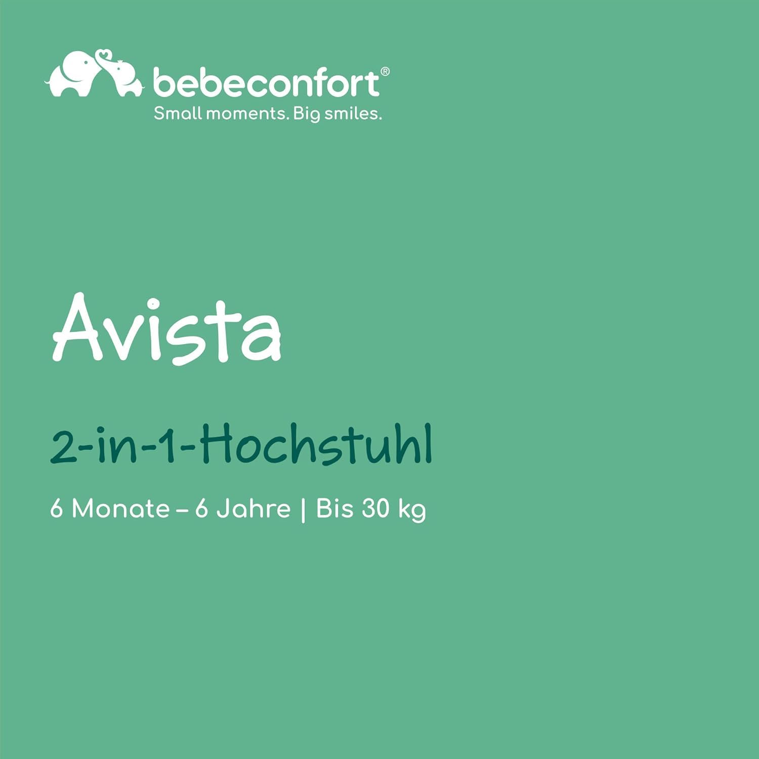 Bebeconfort Avista Babyhochstuhl, mit Polsterung und Tablett, ab 6 Monaten, Tragkraft 30 kg, Mineral Green