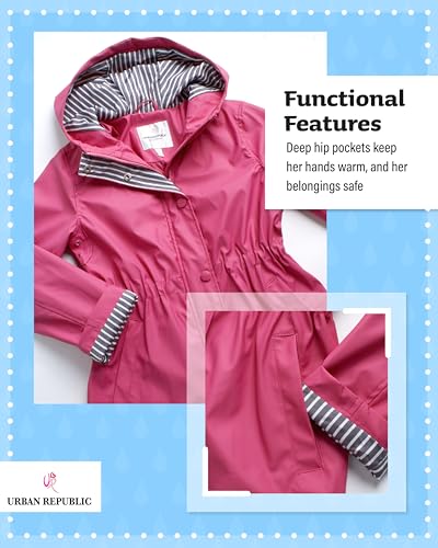 URBAN REPUBLIC Girls Rain Jacket - Wind Resistant Waterproof Slicker Shell Lightweight Kids Rain Coat with Pockets (7-16)4