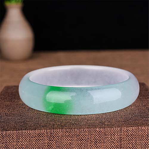 Bracelet en jade véritable flottant fleur verte jonc rond - 7