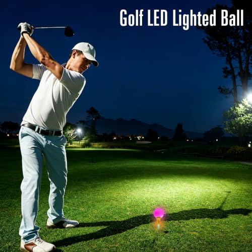Waufoae Balles De Golf Lumineuses À LED avec 7 Couleurs, 6 Pièces Balles De Golf Colorées Light Up, Brille dans Le Noir, LED Balles De Golfs pour L'entraînement De Nuit Et Les Tirs De Longue Distance – vue 3