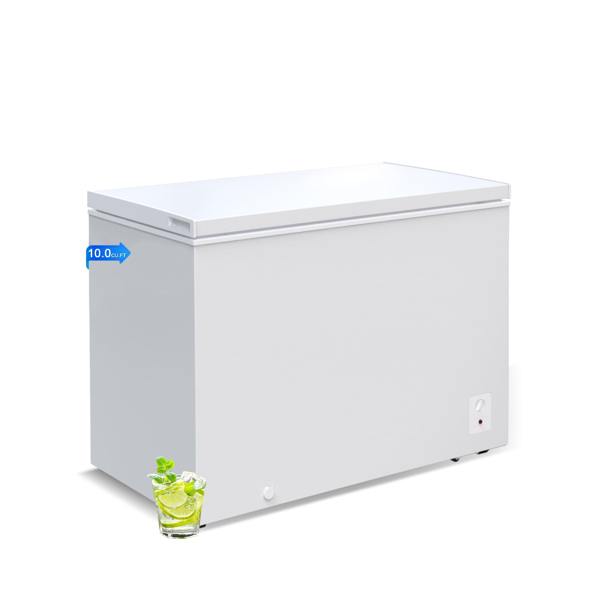 Large Chest Freezer, 10 Cu.Ft Commercial Deep Freezer With 8 Level Adjustable Temperature(-11.2°F To 10.4°F), Energy Saving Freezer With Removable Basket, Universal Wheels, White | Fridge.com