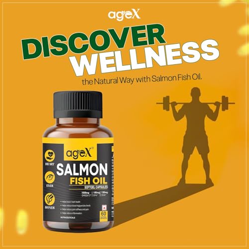 Image of Omega 3 Fish Oil Capsules 1000mg | 180mg EPA + 120mg DHA | High Absorption Triglyceride Form | No Fishy Burps | Mercury-Free Salmon Oil | 60 Softgels (Pack of 2)