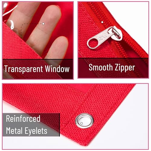 Image of Mr. Pen- Pencil Pouch for 3 Ring Binder, 2 Pack, 10 inchx6.75 inch, Smooth Zipper | Clear Window, Large Capacity Pencil Case with 3 Reinforced Grommets for School, Office, Supplies Storage | Clear Window, Large Capacity Pencil Case with 3 Reinforced Grommets for School, Office, Supplies Storage