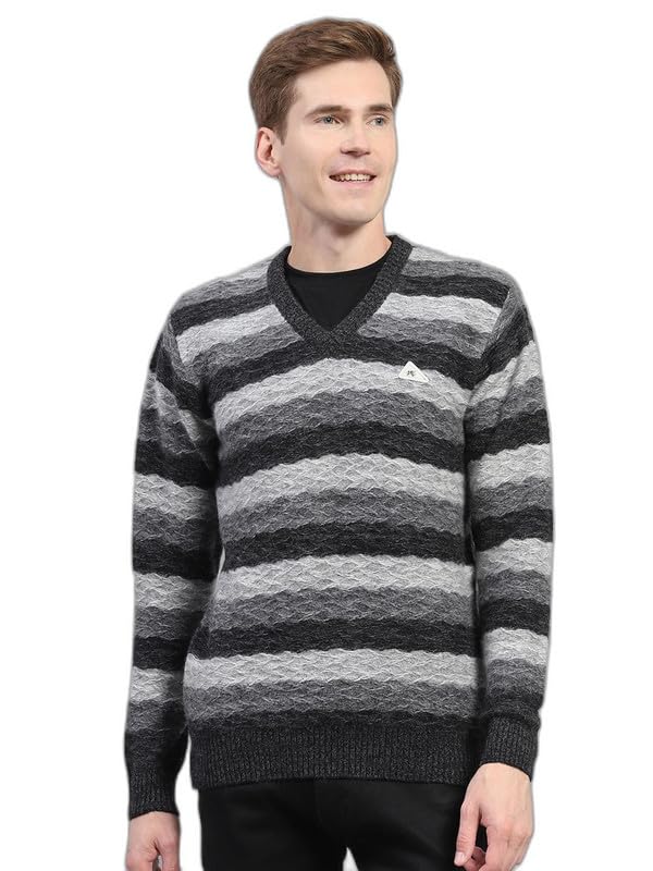 monte carlo Men's Regular Fit Pullover | Solid Pattern | V-Neck Winter Pullover for Men | Full Sleeve Pull-On Sweater-picture-37