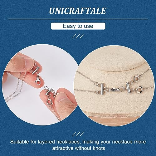 UNICRAFTALE 6Pcs 2 Colors 3 Styles Jewelry Clasps Kit 304 Stainless Steel Lobster Claw Clasps Multi-Strand Lock Clasp Necklace Connector for Multiple Necklace Layering Clasps - Image 3