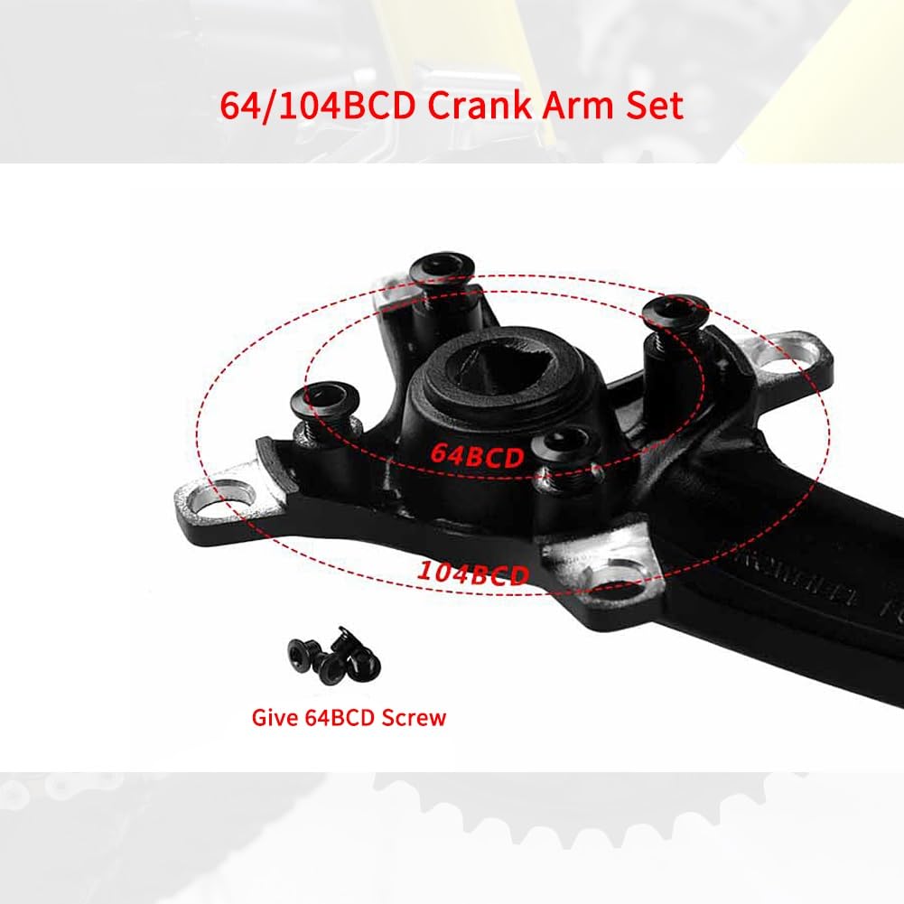 Set di pedivelle da 170/175 mm per Mountain Bike, Perno Quadro 104, in Lega di Alluminio, pedivelle Sinistra e Destra compatibili con 8/9/10/11/12 velocità, Leggere.