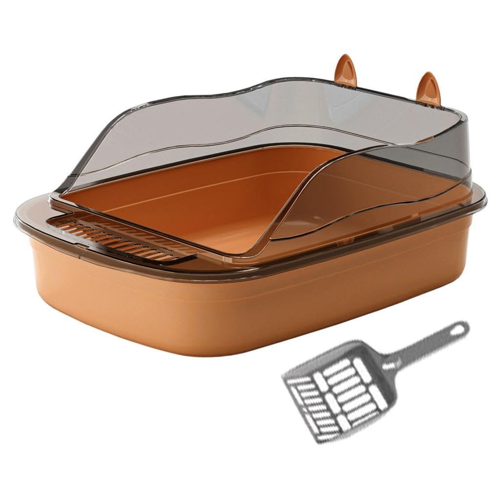 Large High-Sided Cat Litter Box - Sandbox Container, Toilet, Brown