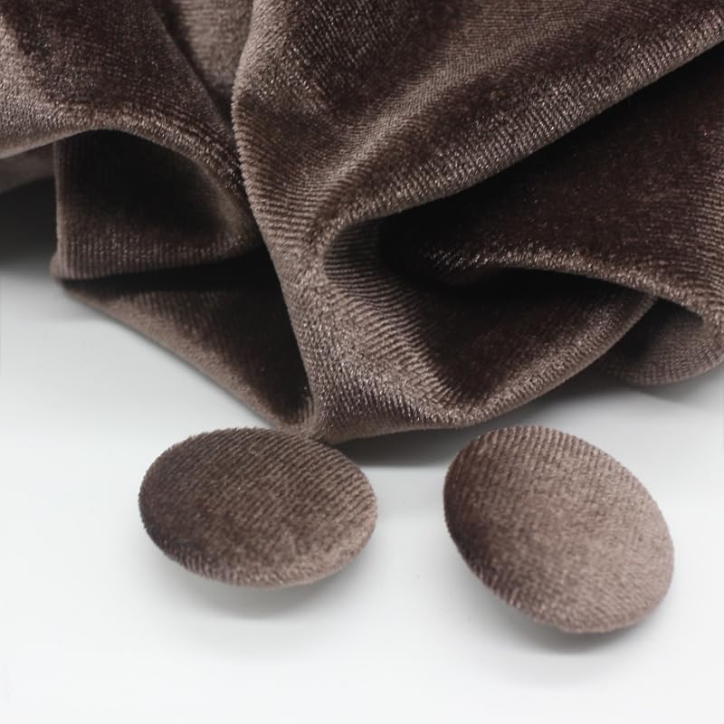 CEMELI 10PCS 10-28MM Gold velvet Round Fabric Cloth Covered Buttons Velvet Buttons With Metal Shank Buttons For Clothes Crafting Sewing