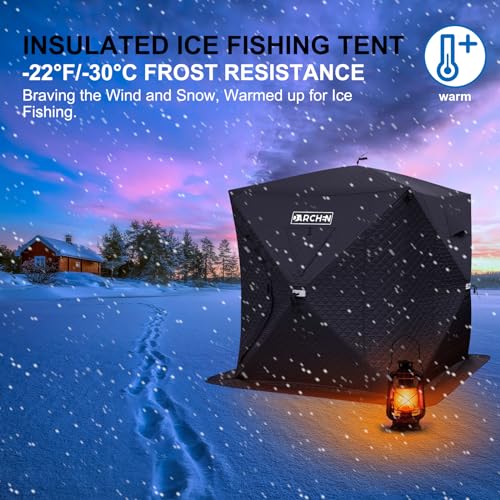 DARCHEN Ice Fishing Tent Insulated 3-Layers Thickened Ice Fishing Shelter for 3-4 Person Thermal Ice Fishing Shanty with Insulated Layer for Ice Fishing Winter Fishing Gear & Accessories by DARCHEN - Used condition - Image 2