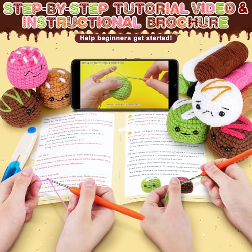 Kit de crochet débutant chocolat avec vidéos pas à pas complètes - 2