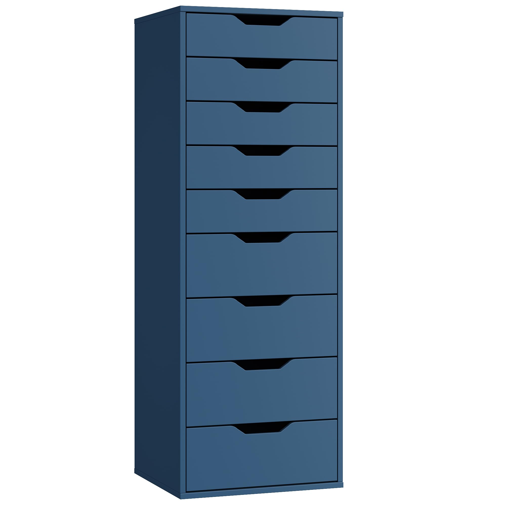 FOREHILL Chest of Drawers Bedroom with 9 Blue Drawers 124cm Tall Cabinet